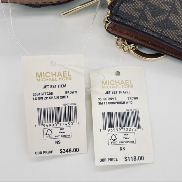 Michael Kors Large EW Zip Chain Xbody Bag & Coinpouch w ID Brown - Picture 11 of 11